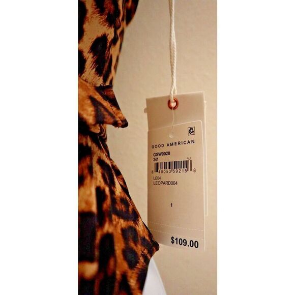 Good American GSW0020 Women's Sz 1/S Leopard Print Showoff 1-Pc Swimsuit - Picture 4 of 12